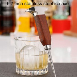 Ice Pick Stainless Steel Bartending Pick Chisel Round Bar Ice Chisel with Hockey Puck for Ice Pick 6.7 Bartender Pub for Pub Bar Ice Crushers