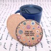 Shiwaki 4 Pack Diameter 4" Cork Round Coasters Set Reusable