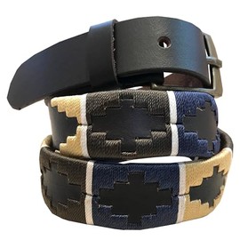 CARLOS DIAZ Boys Girls Kids Premium Unisex Brown Leather Embroidered Designer Polo Belt, brown