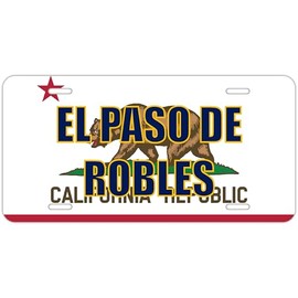 El Paso de Robles California Flag Metal License Plates | U.S. States & City Pride car tag Collection