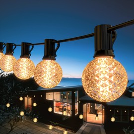 GlobaLink Fairy Lights Outdoor Expandable, 10.5 m Fairy Lights Bulbs IP65 with 15 + 1 Shatterproof G50 Bulb Indoor and Outdoor Decoration with Plug for Room, Bar, Garden, Balcony, Summer Evening Warm