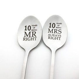 10th Anniversary Spoon Gifts for Couples 10 Year Anniversary Present for Him Her Girlfriend Boyfriend 10th Wedding Anniversary Present for Husband Wife 10 Year Marriage Gift