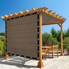 Amagenix 90% Pergola Shade Cover 11'X 11' Mocha Sun Shade Cloth with Grommets GN04 for Outdoor Garden Patio Porch, Commercial Grade 200 GSM - Cable Zip Ties Included (We Customized)