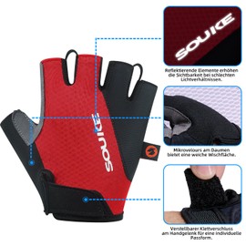 Souke Fingerless Cycling Gloves Padded Cycling Gloves Half Finger Cycling Gloves Mountain Bike Gloves Non-Slip Breathable for Men Women