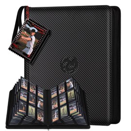 Pindda 9-Pocket Card Binder, Baseball Football Sports Game Cards Trading Card Collection Album Holds 288 Toploaders Waterproof Storage Book Easy to Insert(Black)