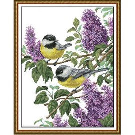 Qeerysew Cross Stitch Kit Stamped Full Range of Embroidery Starter Kit for Beginners DIY -Printed Kit Two Birds 3(Printed) 14CT 14.6×18.1 inches