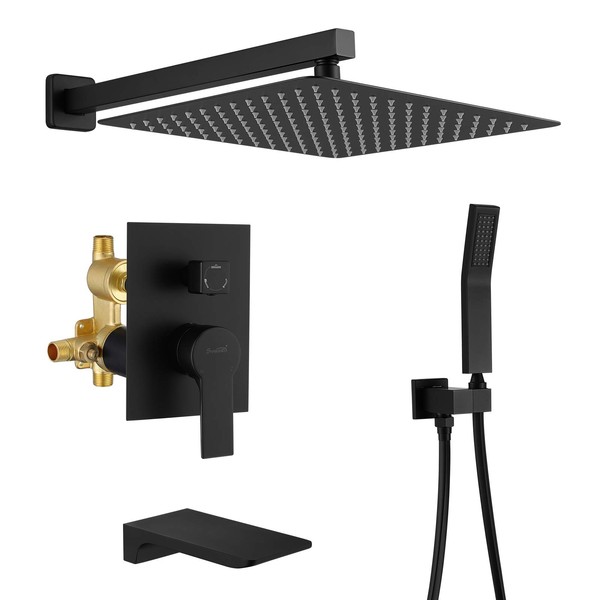 SHAMANDA Shower System with Waterfall Tub Spout and Handheld Shower