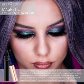 BELA DIVO Upgraded Magnetic Eyeliner with Eyelashes Kit - Reusable False Lashes with 2 Magnetic Eyeliner and 1 Tweezers - Thick Curly Lashes with Waterproof Texture (5 Pairs)