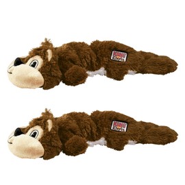 KONG Scrunch Knots 2 Pack Dog Toy – Stuffing-Free Plush with Internal Knotted Ropes & Squeaker – Durable Tug & Chew Toy (Squirrel, Medium/Large)