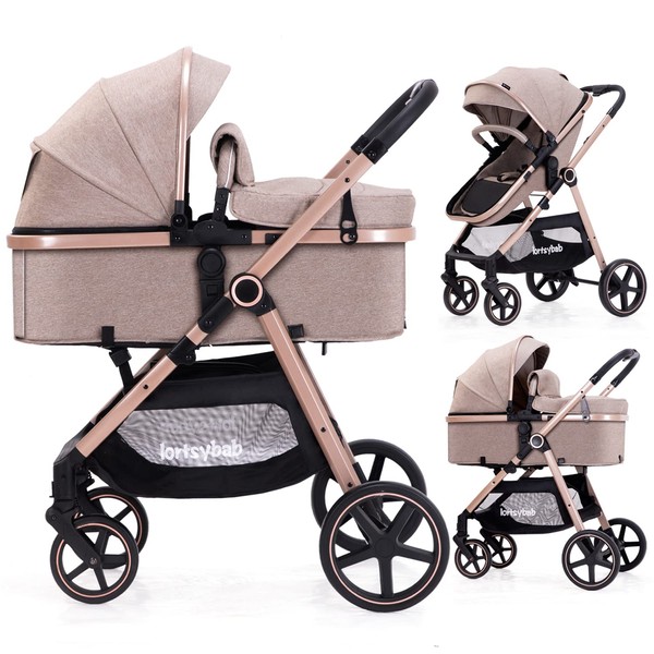 Lortsybab 2-in-1 Baby Stroller with Bassinet Mode - Folding Infant