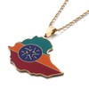 Ethiopian Flag Lion Map Pendant Necklace for Women Men Jewelry Map Chain (Gold Color 2)