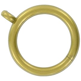 Merriway BH03231 (8 Pcs) Plastic Curtain Drapery Pole Rod Rings with Fixed Eye, Inner Diameter 25mm (1 inch) Outer Diameter 32mm (1.1/4 inch) Brassed - Pack of 8 Pieces
