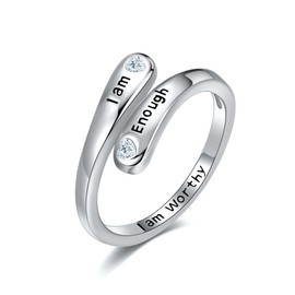 I'm Enough Ring Sterling Silver Adjustable Inspiration Ring for Women