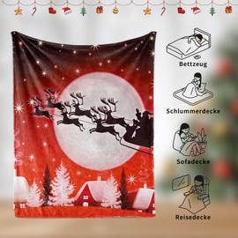 Christmas Blanket 130 x 150 cm, Christmas Blanket Sofa, Christmas Blanket Cuddly Blanket, Soft Warm Winter Christmas for Sofa Bed Office and Outdoor Travel (A, 130 x 150 cm)