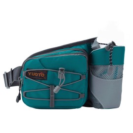YUOTO Outdoor Fanny Pack with Water Bottle Holder for Walking Hiking Hydration belt Waist Bag Green