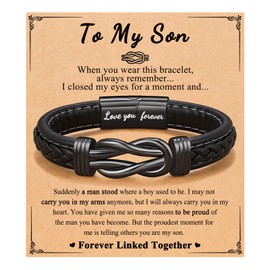 ORISPRE To My Son Leather Bracelet Fathers' Day Gifts for Son from Mom Dad Teenage Teen Boys 16 18 20 21 Year Old Men Birthday Confirmation Christmas Gifts Ideas for Guys Adult