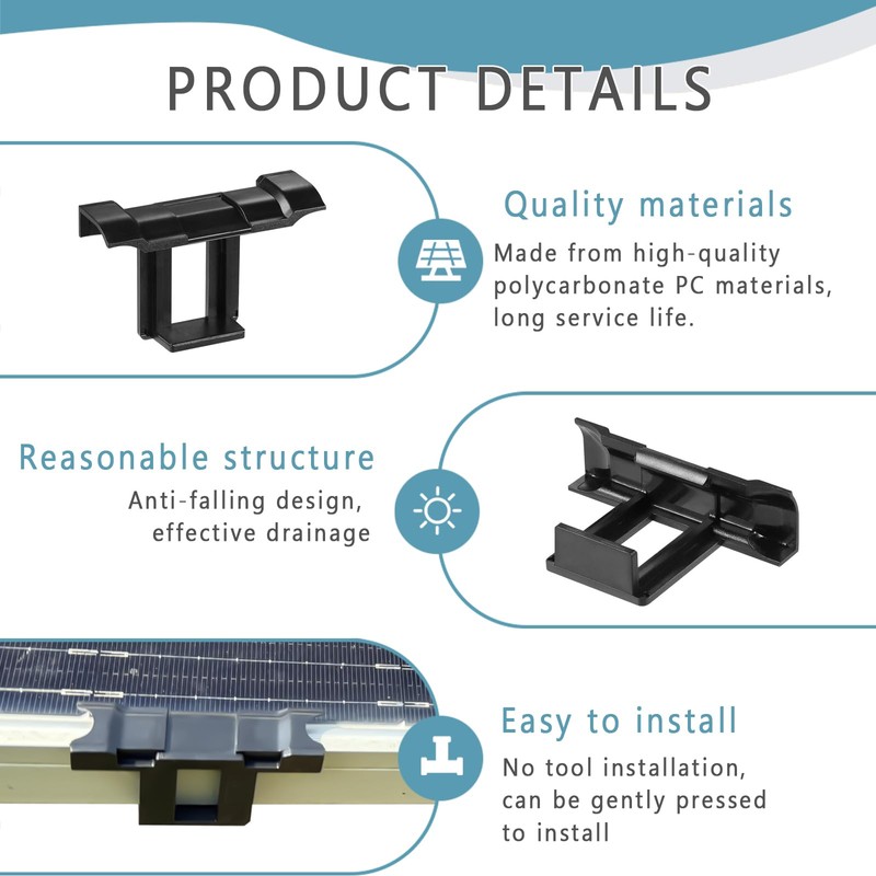 Drainage Clips for Solar Panels - Self-Cleaning Polycarbonate Water Guide
