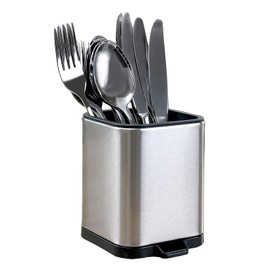 TEANXU Kitchen Utensil Holder for Countertop Stainless Steel Utensil Crock Flatware Caddy Organizer
