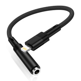 kigpozi Earphone Adapter, Lightning to 3.5 mm, Lightning to Earphone Jack Converter, Cable, 24-bit High Resolution Sound Quality, Supports Music / Volume Control, Heavy Duty Earphone Converter