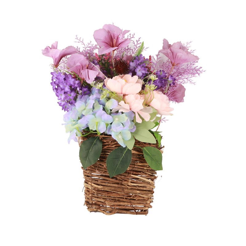 Lavender Basket Wreath for Front Door Artificial Spring Summer Wreath