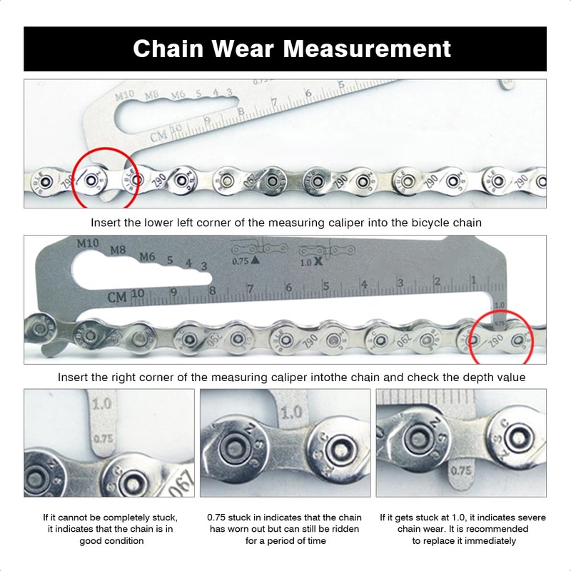 PLAXCON Bicycle Chain Wear Tool for Accurate Maintenance Indicator Chain