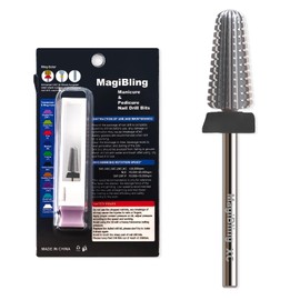 MagiBling Straight Cut Two-way Rotation Nail Drill Bits, Volcano 3/32'' Professional Tungsten Carbide Bits, Manicure Pedicure Cuticle Soft Hard Gel Removal Polishing, Extra Coarse