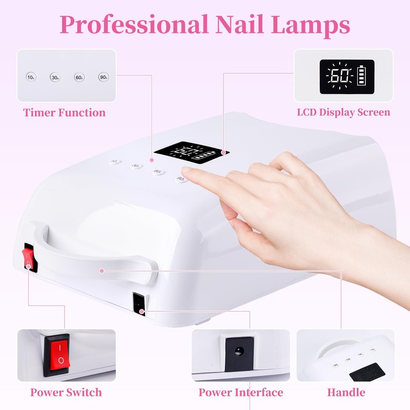 BOMOQING Professional UV LED Nail Lamp, Cordless Rechargeable UV Light