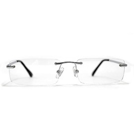 MERRY PLEASURE Men's Women's Sunglasses Date Glasses, Two-Point, Rimless, Square, Color Lens, Light Color Lens, Light Color, Colored,, SILVER×Lt.SMOKE