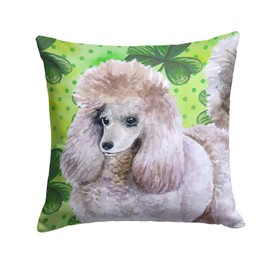 Caroline's Treasures BB9839PW1414 Poodle St Patrick's Fabric Decorative Pillow, Green Machine Washable, Indoor Outdoor Decorative Pillow for Couch, Bed or Patio, 14Hx14W