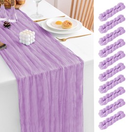 Xikesoft 10 Pack Lavender Table Runner 120 Inch Cheesecloth Table Runner 10FT Boho Gauze Table Runner Long Cheese Cloth Table Runner Semi Sheer Runners for Wedding Bridal Baby Shower Party