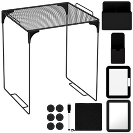 School Locker Organizer, Back to School Essentials Locker Accessories for Boys, Locker Set Includes Locker Shelf, Locker Mirror, Whiteboard (Black)