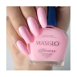 MASGLO Traditional Nail Polish 0.5 Fl. Oz. 3 piece kit with BASE FORTIFIER, color JUGUETONA and TOPCOAT GEL