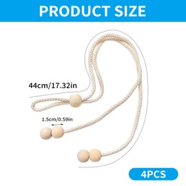 Tingliyi 4 Pcs Curtain Tiebacks, curtains tie back rope, Adjustable Rope Tie Backs for Curtains, Biege Curtain Ties, Rope Tie Backs for Curtain, for Home Office Living Room Bedroom