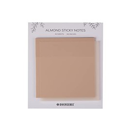 DiverseBee 50 Sheets Pastel Transparent Sticky Notes, 3x3â Clear Sticky Tabs, Translucent Page Flags Book Markers Stickers, Planner Accessories, Bible Journaling Study Office School Supplies (Almond)