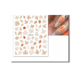 Leaves Nail Sticker Maple Nail Decals S8G007 Nail Wraps Art Stickers Manicure Supplies for Women for Home Nails Full Long Lasting Easy Apply and Remove