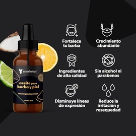 Extraherbos Aceite Capilar Orgánico 30ml - Con Romero, Coco MCT, Bergamota, Vitamina E, Promueve Crecimiento Capilar e Hidratación
