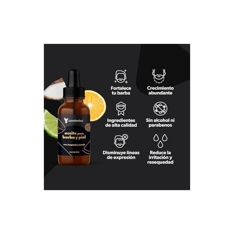 Extraherbos Aceite Capilar Orgánico 30ml - Con Romero, Coco MCT,