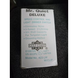 Gulf Coast Fans Mr. Quiet 423LW Pure White 3 Speed Ceiling Fan Control And Light Dimmer Switch
