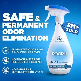 Pooph Pet Odor Eliminator, 32oz - Eliminates Odors at the Molecular Level, Dogs, Cats, Freshener, Eliminator, Urine, Poop, Pee, Deodorizer, Natures, Puppy, Fresh, Clean, Furniture, Potty