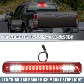 A ABSOPRO LED Third 3rd Brake High Mount Stop Light Brake Tail Cargo Light for Chevy Silverado 1994-1998 Chrome Tone Housing Red Lens