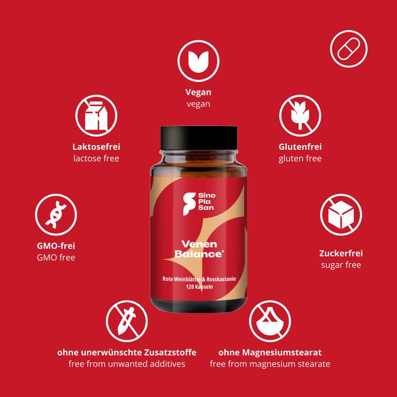 SinoPlaSan Vein Balance Complex | 120 Capsules | with Red