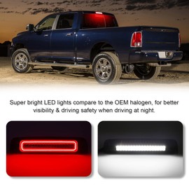 SHINEFIT LED Third 3rd Brake Light Compatible with Ram 1500 2009-2018/ Ram 2500 3500 2010-2018/ Ram 4500 5500 2011-2018, Clear Lens Rear Center High Mount Stop Brake Light Cargo Lamp