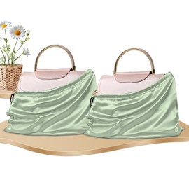RUDONG M 2 Pack Satin Dust Bags for Handbag, Silky Dust Cover Bags with Drawstring, Sage Green Purse Dust Bags for Storage, Travel Pouch Clothes Shoes
