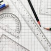 Clear Math Geometry Tool Set,12 Inch Ruler 4 PCS for