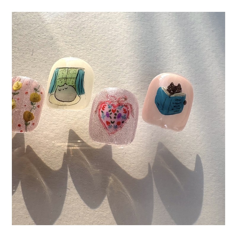 [Ar] Heart handmade nail tip drawing nail art specialist /