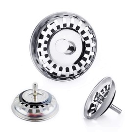 JZK - Tapón Universal para Fregadero de Cocina, 81 mm, de Acero Inoxidable, tapón de desagüe