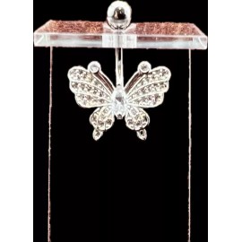 trend 14 Gauge Butterfly Belly Button Ring Stainless Steel Cubic Zirconia