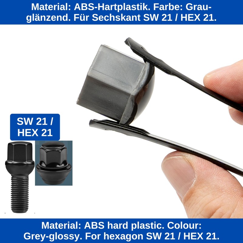 Wheel Bolt and Nut Caps Set, 21 Pieces, for 21