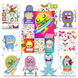 Create-a-Face Sticker Set - Bundle of 5x7 Robots & Aliens Mix and Match Sheets with 150+ Stickers | Robots & Aliens Make Your Own Face Design