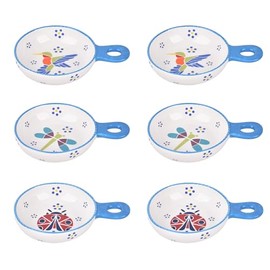 temp-tations by Tara Set of 6 Serving Bowls, Garden - 4 Oz Skillet-Shaped Small Soy Sauce Dish for Prep, Salsa, Dessert, Snacks, Mini Ceramic Dishes, Sauce Cups, Charcuterie Boards Accessories